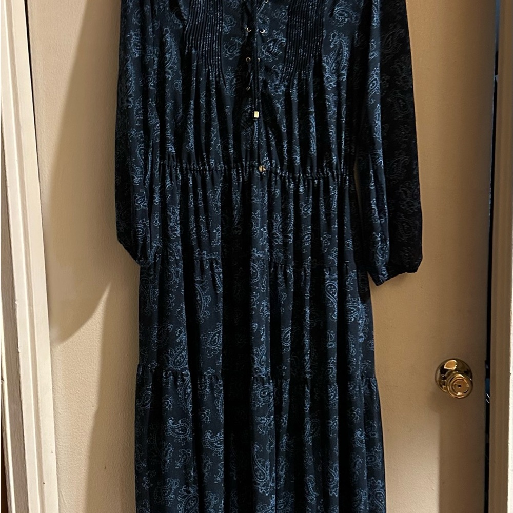 MICHAEL Michael Kors Navy Paisley Long Sleeve Dress